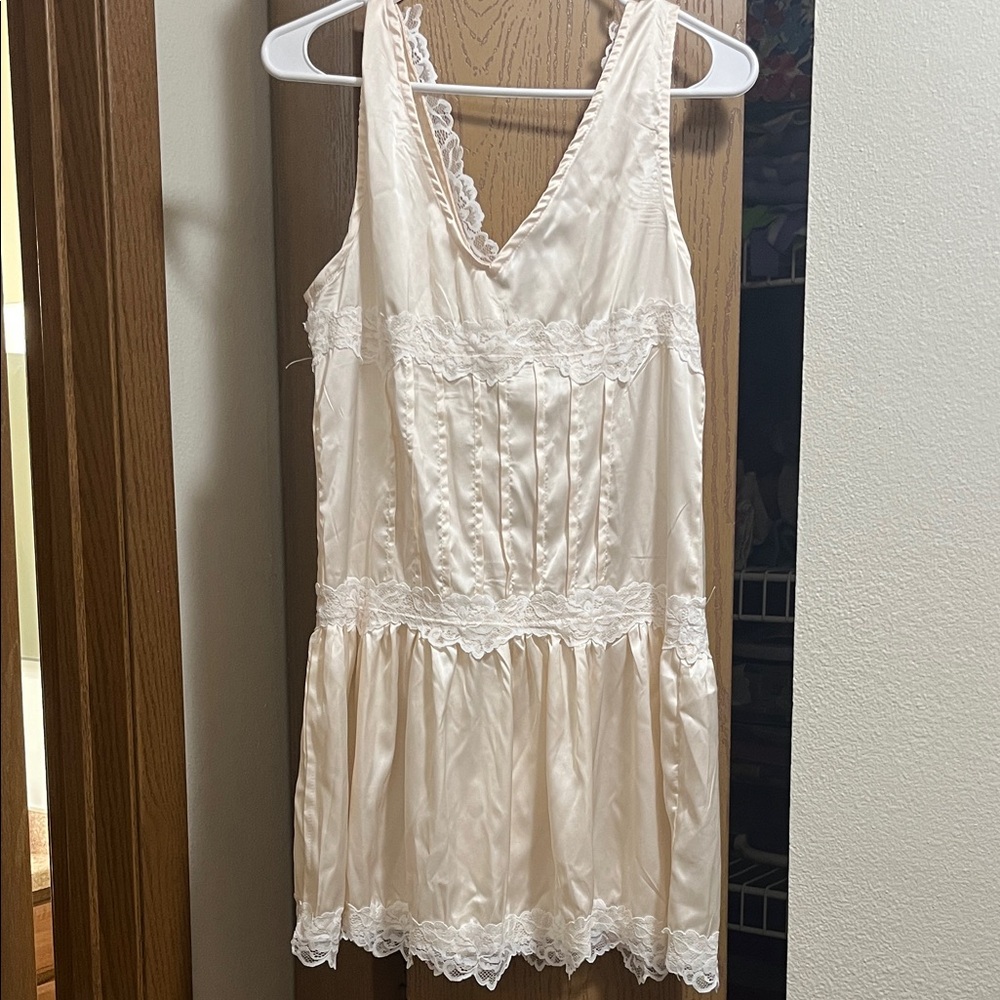 Elegant Champagne Lace Trim Slip